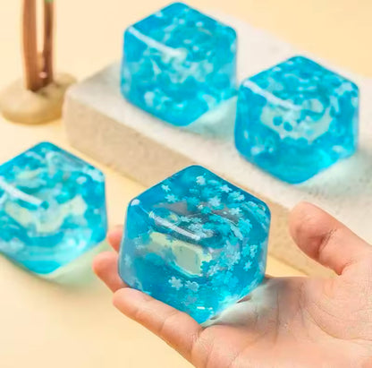 Squishy Ice Cube Fidget Toy with Snowflakes