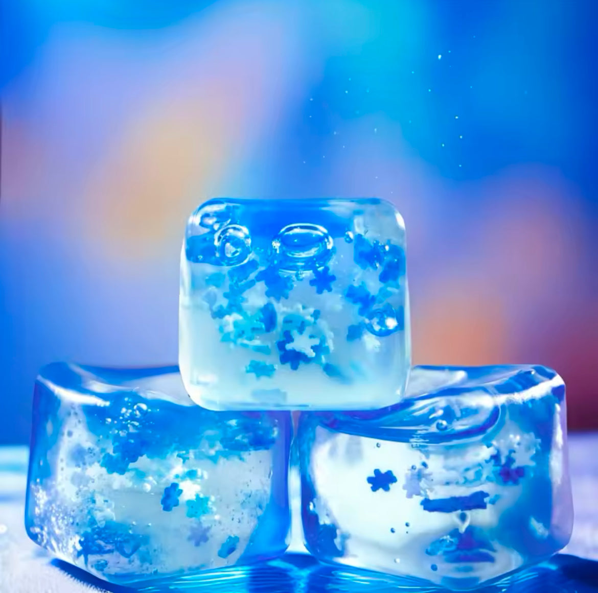 Squishy Ice Cube Fidget Toy with Snowflakes