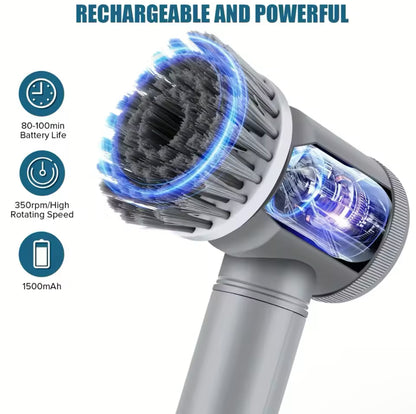 Electric Spin Scrubber Cordless with 6 Replaceable Brush Heads